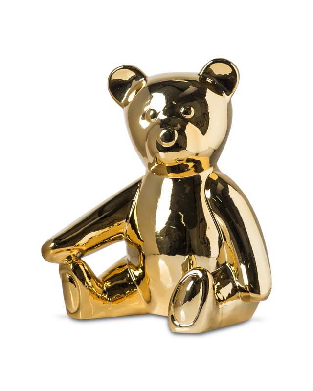 Moneybox Teddy gold, Gold, large