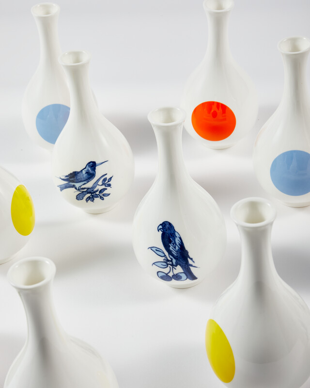 vase small bird orange, Dark green, pdp