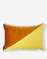Cushion velvet dark blue/gold 40x60, Yellow, small
