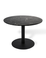 Dining table Slab round marble look brown, Black, small
