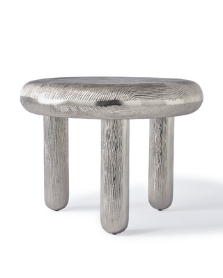 side table thick disk silver, Silver, medium