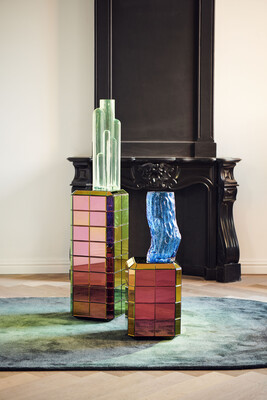 vase tree log blue M, Dark blue, medium