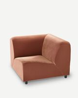 sofa a-round-u corner velvet brown left, Dark brown, small