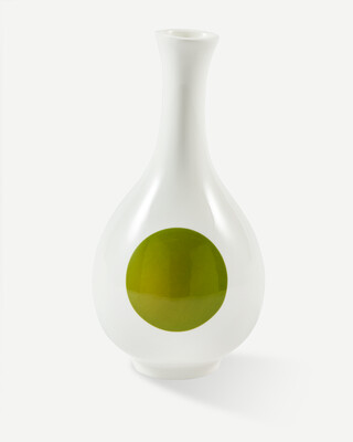 vase small bird green, Dark green, medium