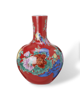 Ball body vase red, Coral red, small
