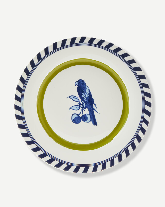 plates bird patterned orange set 2, Dark green, pdp