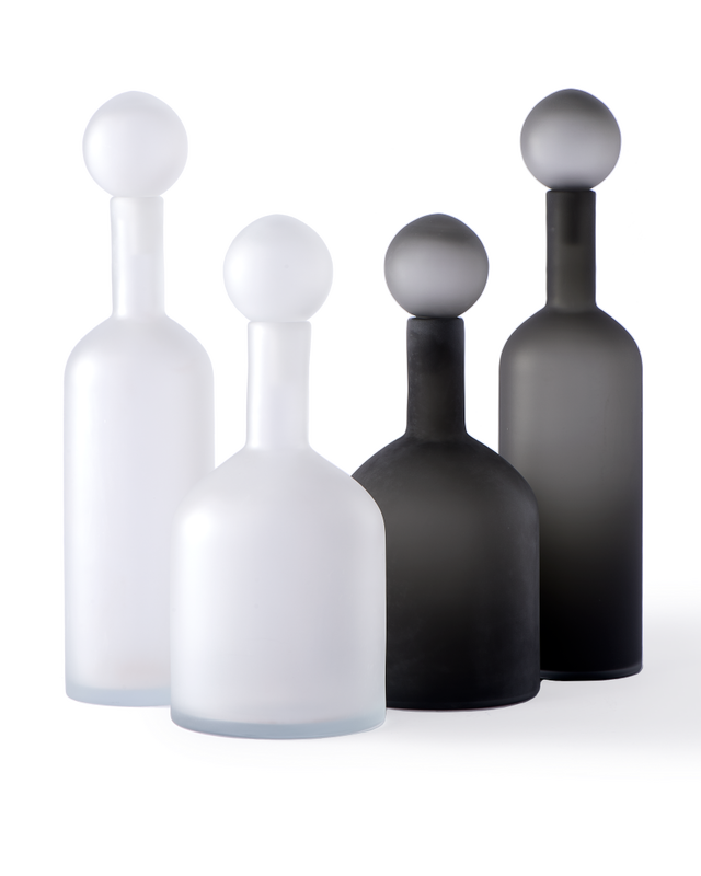 bubbles & bottles matt black and white set 4, Black, large
