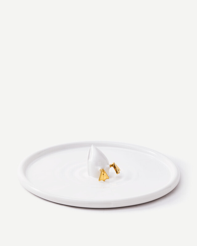plate diving duck white/gold, Gold, pdp
