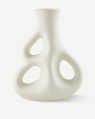 vase three ears white S / H21 cm, White, medium