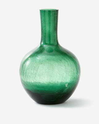 Crackled Glass Ball Body Vase - L