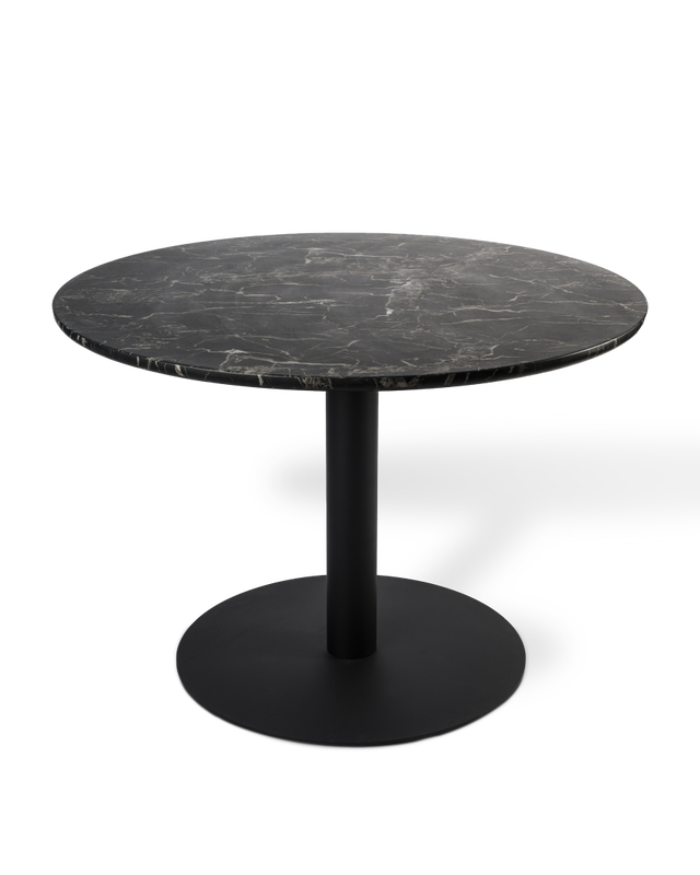 Dining table Slab round marble look brown, Black, large