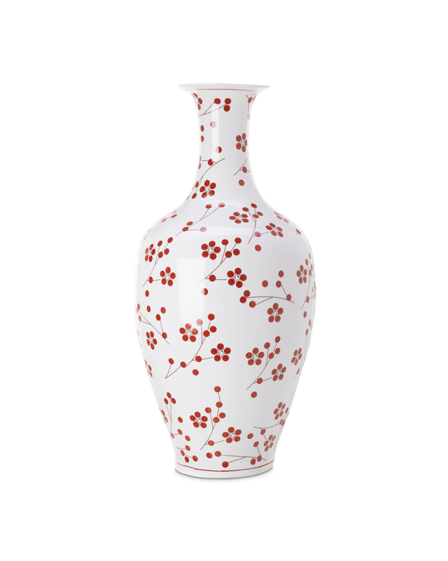 Vase classic Japanese dot blue, Coral red, large