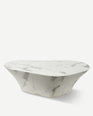 Oval Marble Look Coffee Table - L