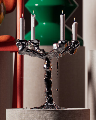drip candle holder 4-arms gold, Gold, medium