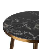 Side table marble look white gold feet, Black, small