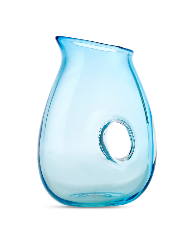 Jug with Hole clear, light blue, large