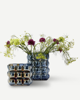 vase bubble dark blue L, Dark blue, medium