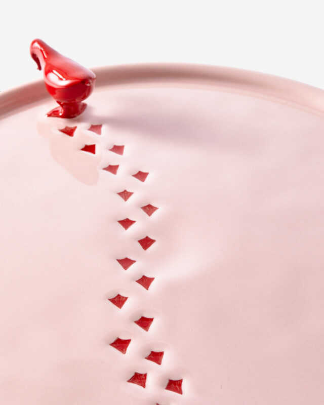 plate walking duck white/gold, Light pink, pdp