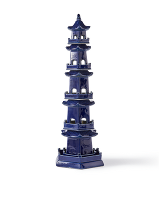 vase pagoda blue, Dark blue, medium
