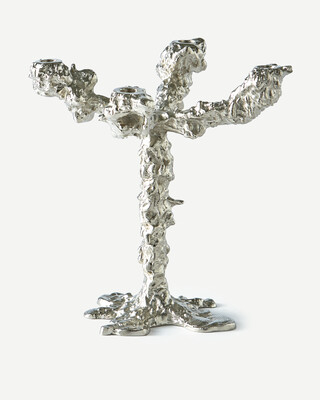 drip candle holder 4-arms, Silver, medium