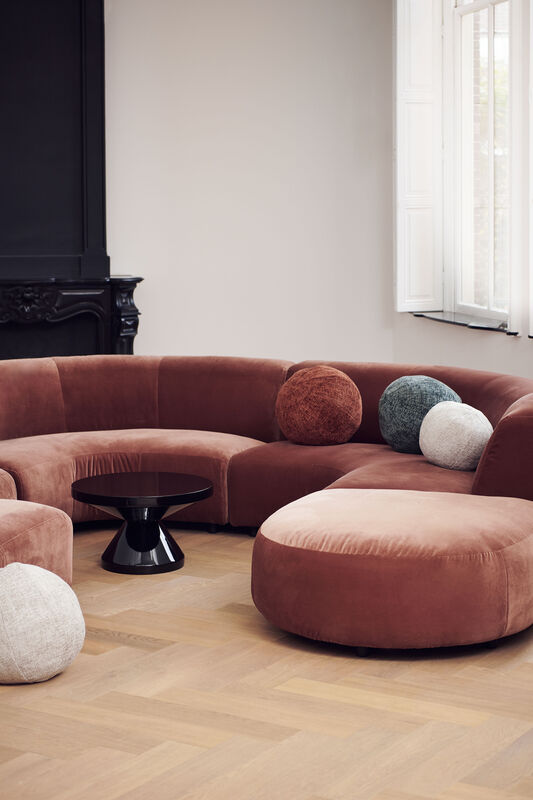 sofa a-round-u hocker velvet brown left, Dark brown, large