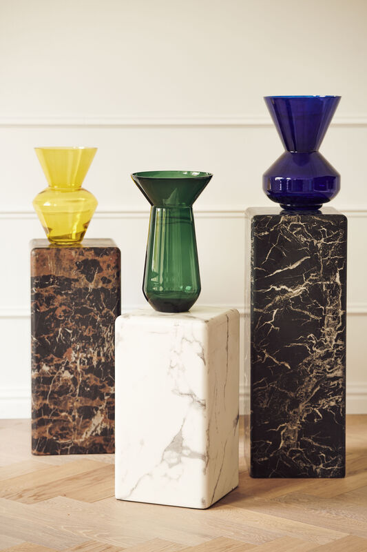 vase long neck green, Dark green, large