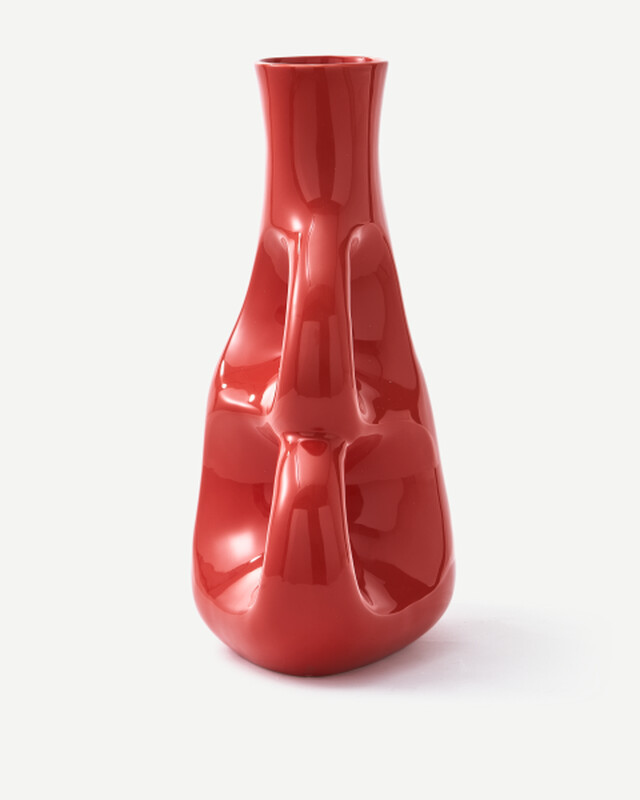 vase three ears yellow L / H50,5 cm, Coral red, pdp