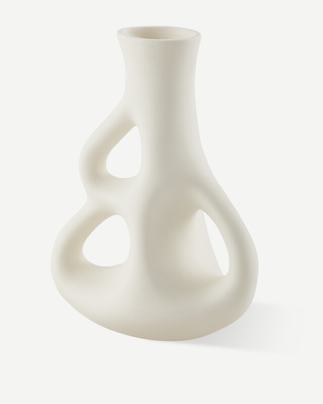 vase three ears dk. green S / H21 cm, White, pdp