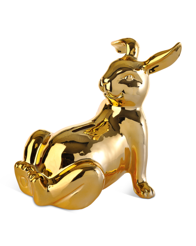 Moneybox Bunny belly gold, Gold, large