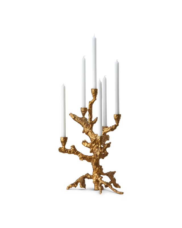 Candle holder apple tree gold, Gold, large