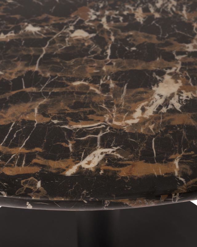 Dining table Slab round marble look brown, Dark brown, large