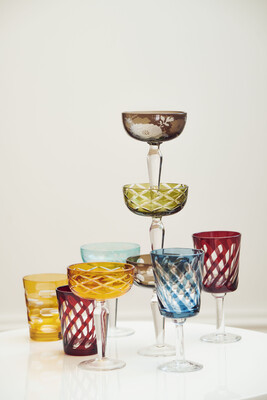 wine glass tubular set 4, Multi-colour, medium