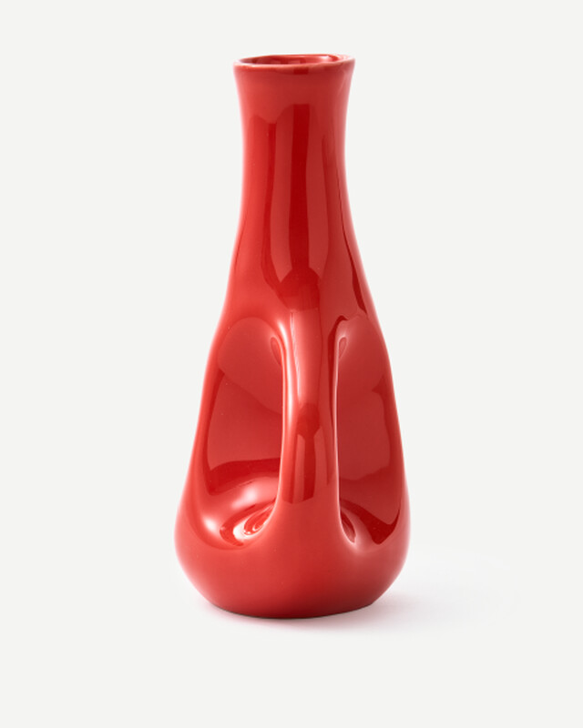 vase three ears yellow S / H21 cm, Coral red, pdp