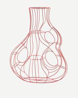 vase three ears frame red M, Coral red, small