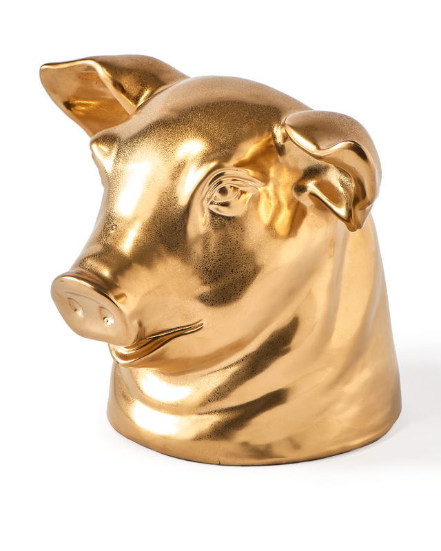 moneybox don't eat me, save me pig, Gold, large