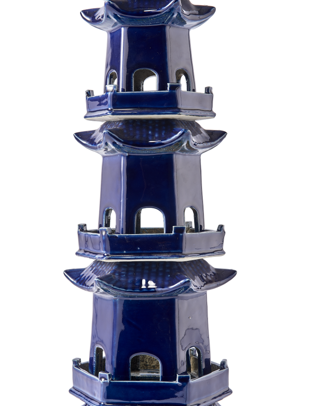 vase pagoda blue, Dark blue, large