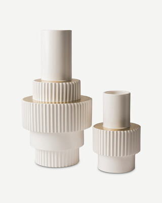 Vase Gear white L, White, medium
