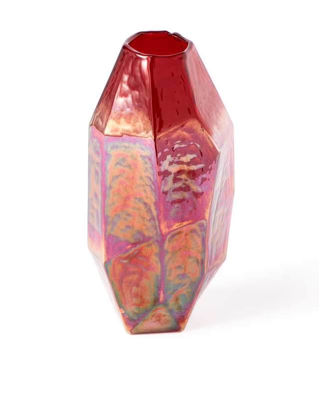 vase graphic luster red M, Coral red, large
