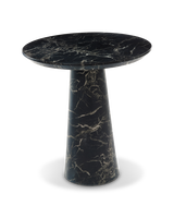Table disc marble look white, Black, small