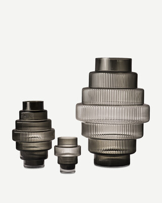 Vase Steps grey small, Dark grey, medium