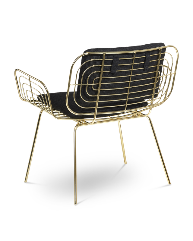 Lounge chair Boston black, Gold, large