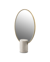 Mirror Oval marble white, White, small
