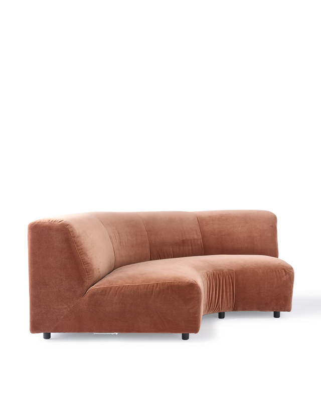 sofa a-round-u 1/4 circle velvet brown, Dark brown, large