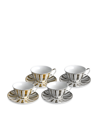Tea Set Stripes Gold + Silver Set 4