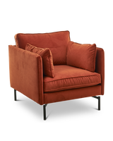 Fauteuil PPno.2 velvet brown, Rust red, small