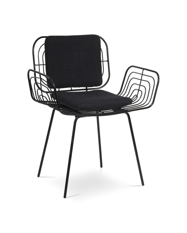 Cushion chair Boston set2, Black, large