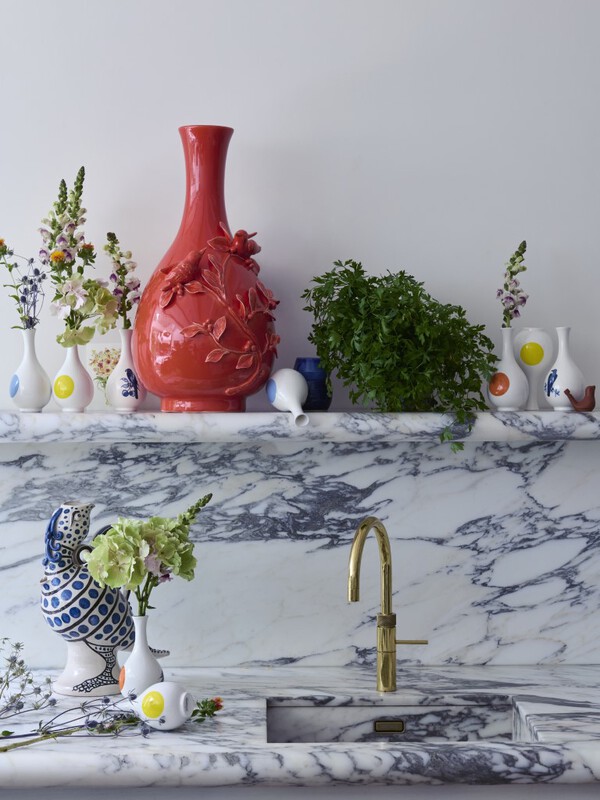 vase 3D birds orange, Orange, pdp