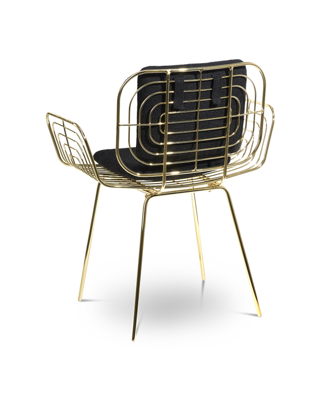 Chair Boston black, Gold, large