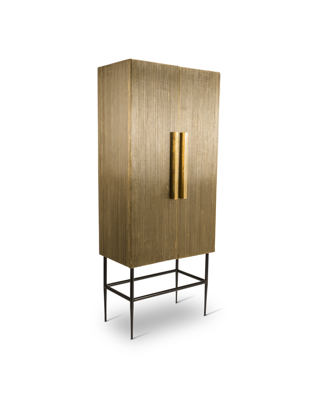 Cabinet Ribbel gold tall, Gold, large