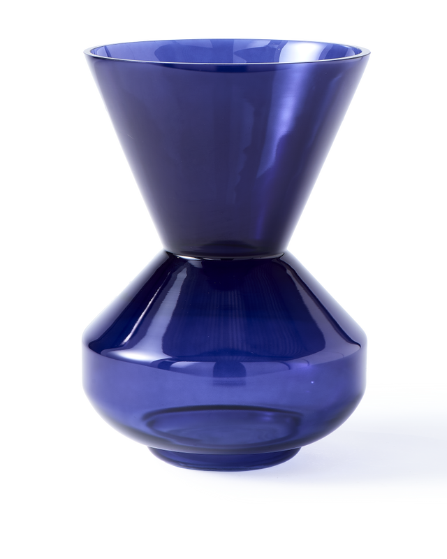 vase thick neck blue, Dark blue, large